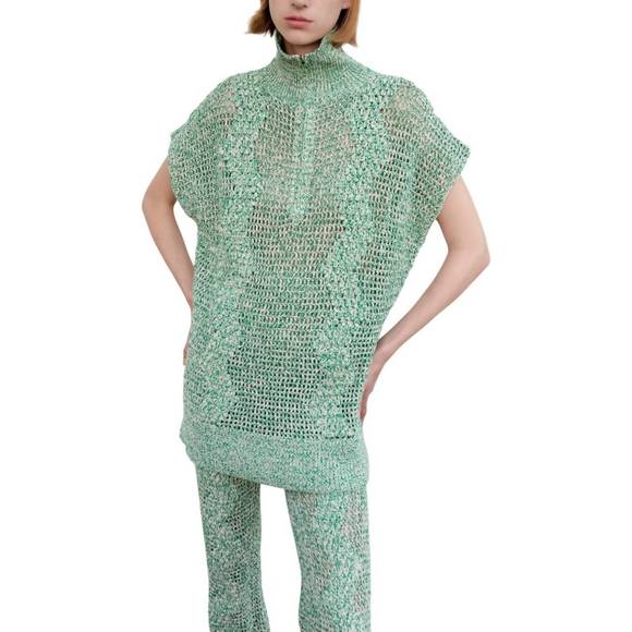 NEW MOZHDEH MATIN zig zag tunic top in green - Picture 1 of 2